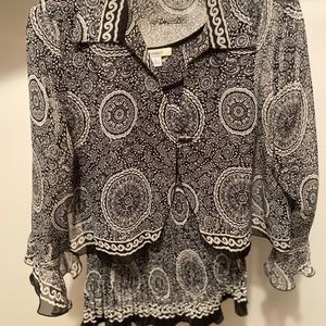 Two piece, shirt with cardigan